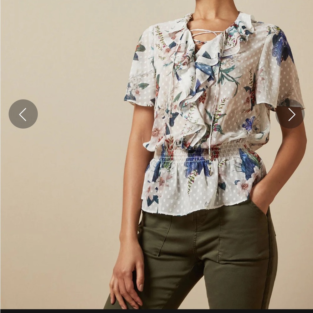 Ted baker London Byrann ivory floral blouse size 2